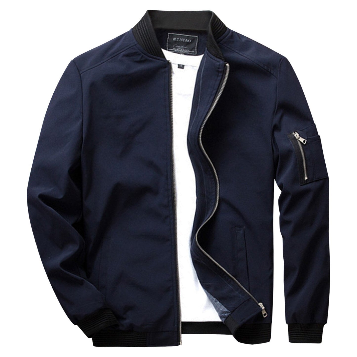 Sommerjacke - Leichtgewicht - Zip-Up - Bomberjacke - Herrenjacke-Dunkelblau-M-Chaps Herrenmode