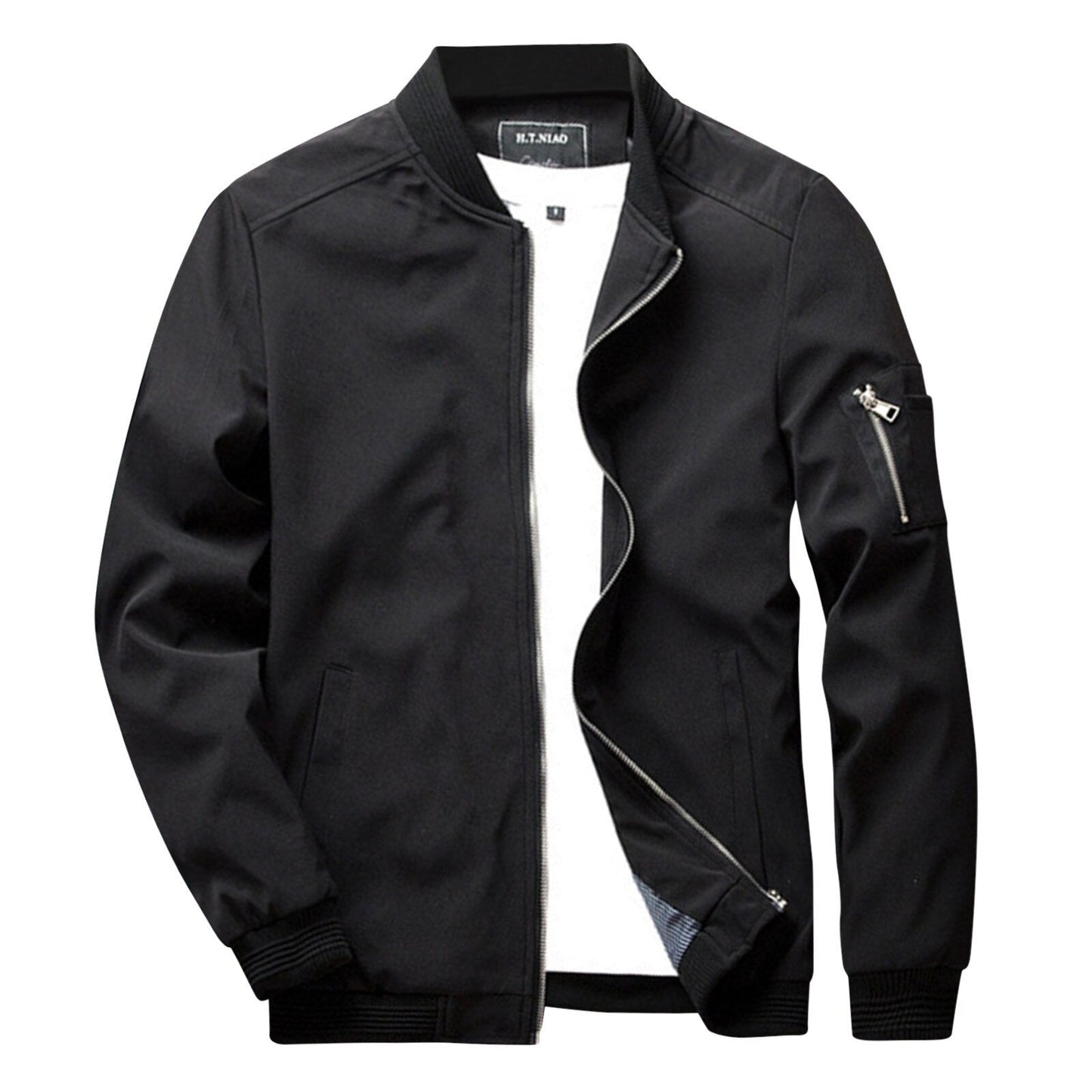 Sommerjacke - Leichtgewicht - Zip-Up - Bomberjacke - Herrenjacke-Schwarz-M-Chaps Herrenmode