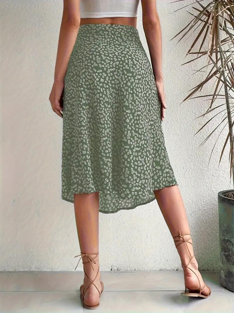 Sommerrock Floral Midi Geteilt Hohe Taille