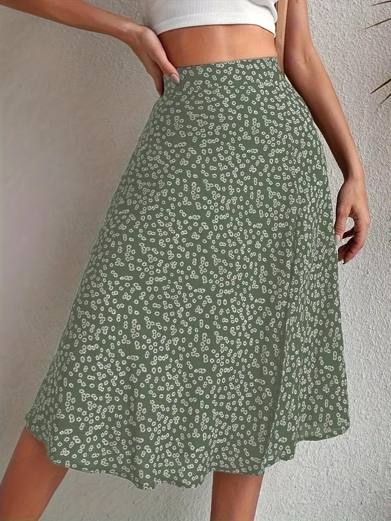 Sommerrock Floral Midi Geteilt Hohe Taille