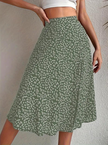 Sommerrock Floral Midi Geteilt Hohe Taille