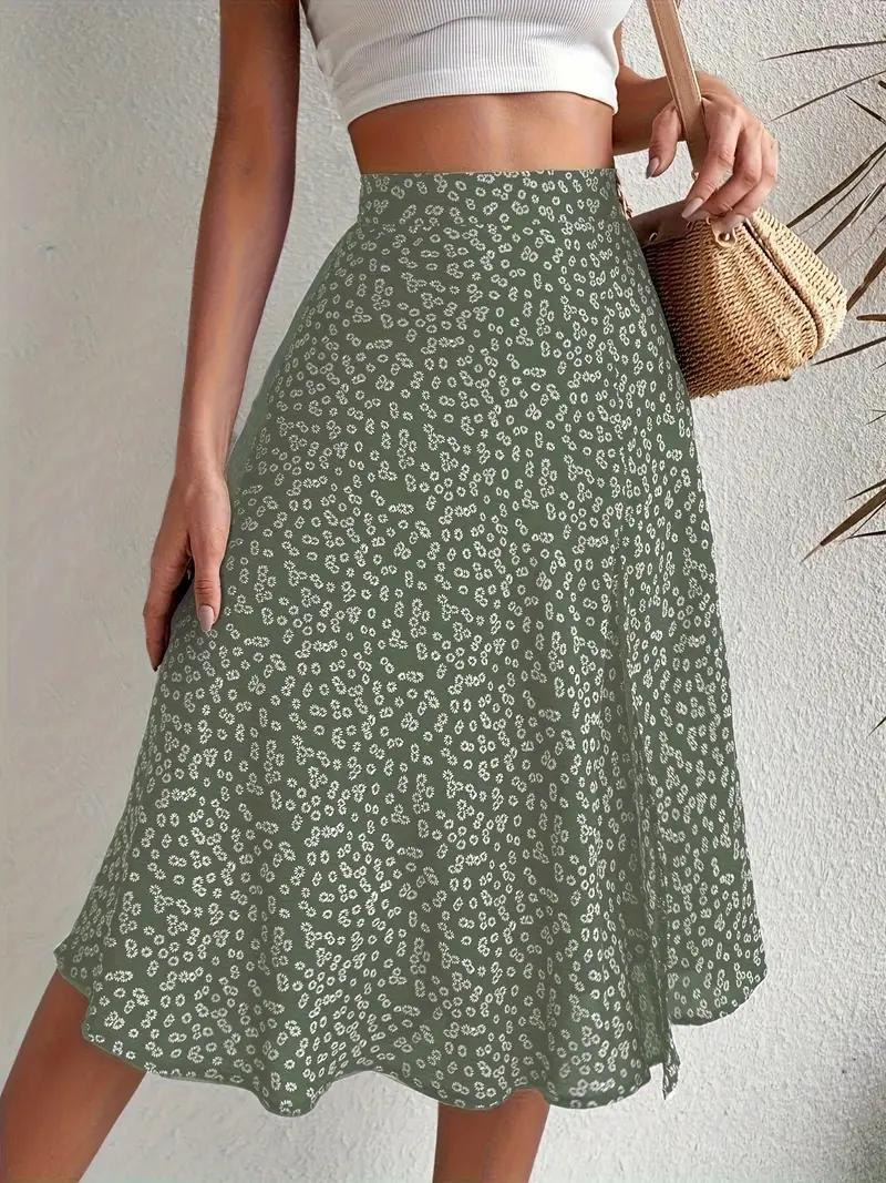 Sommerrock Floral Midi Geteilt Hohe Taille