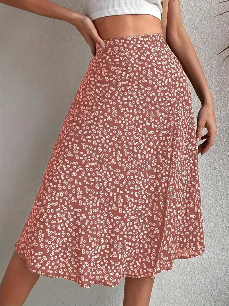 Sommerrock Floral Midi Geteilt Hohe Taille