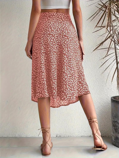 Sommerrock Floral Midi Geteilt Hohe Taille