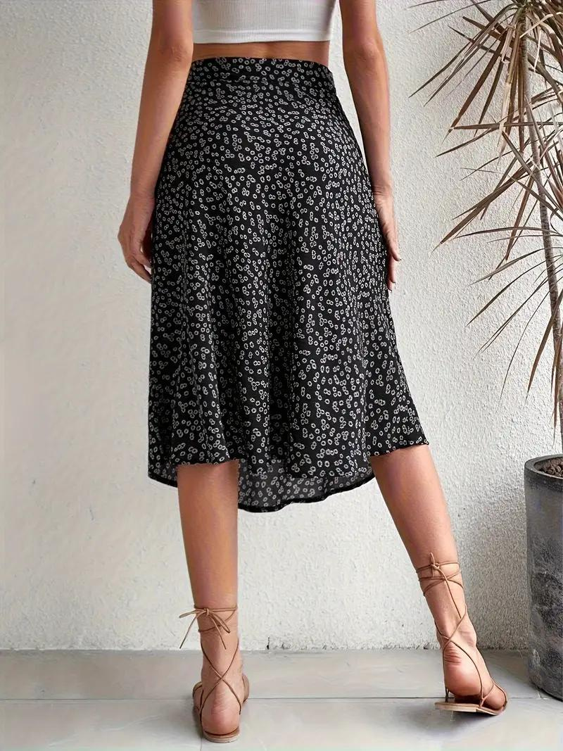 Sommerrock Floral Midi Geteilt Hohe Taille - BerlinGlamour