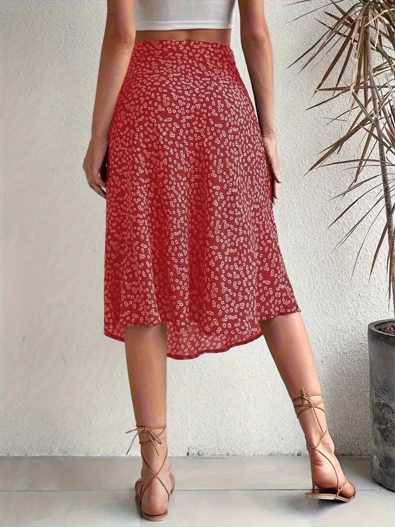 Sommerrock Floral Midi Geteilt Hohe Taille