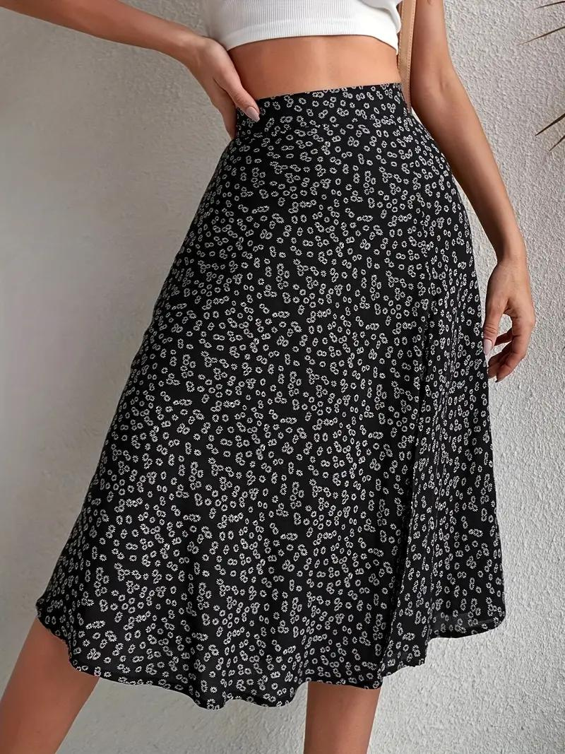Sommerrock Floral Midi Geteilt Hohe Taille