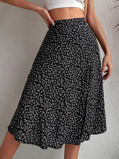 Sommerrock Floral Midi Geteilt Hohe Taille