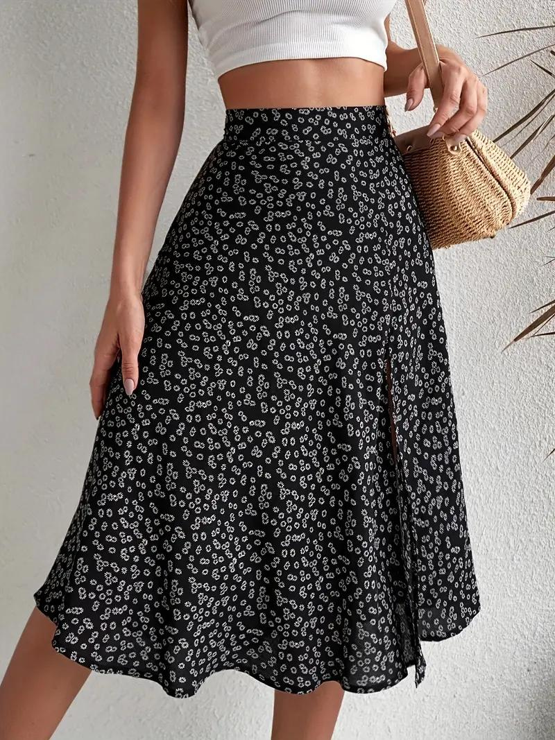 Sommerrock Floral Midi Geteilt Hohe Taille