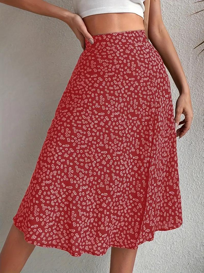 Sommerrock Floral Midi Geteilt Hohe Taille