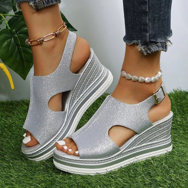 Sandalen Damen Orthopädisch Keilabsatz Sommerschuhe - BerlinGlamour