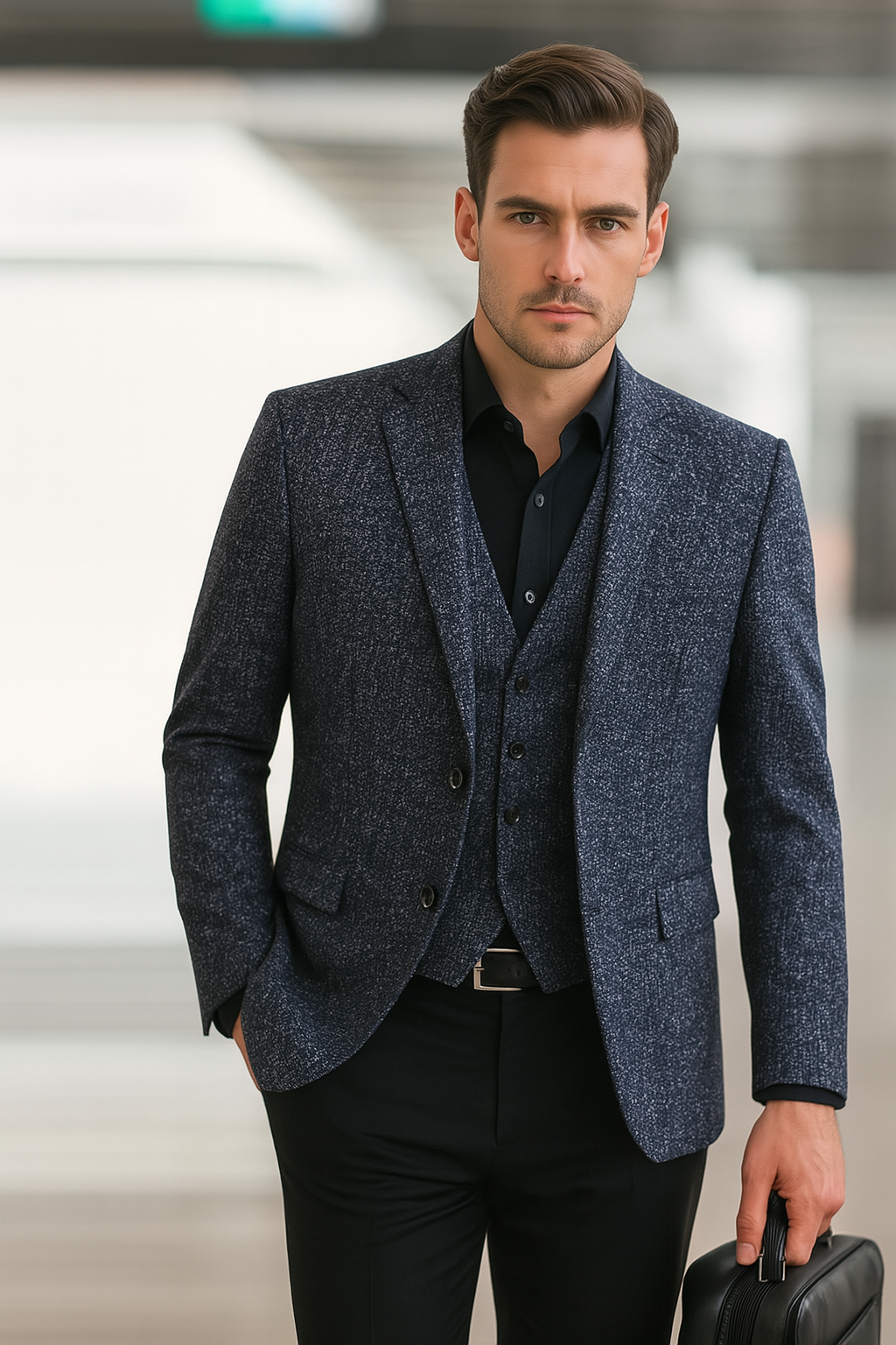 Herren Slim Fit Blazer Jacke Modern