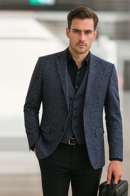 Herren Slim Fit Blazer Jacke Modern