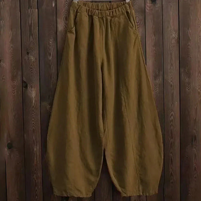 Bequeme Damen-Hose aus Leinen Baumwolle