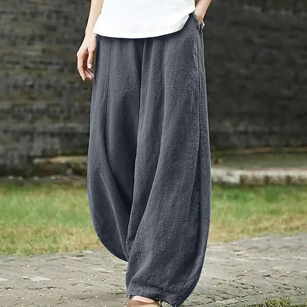Bequeme Damen-Hose aus Leinen Baumwolle - BerlinGlamour