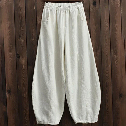 Bequeme Damen-Hose aus Leinen Baumwolle