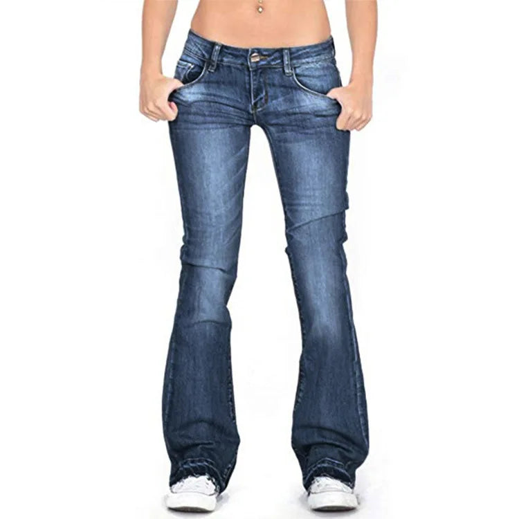Damen Jeans Flare Low-Rise mit Vintage-Look