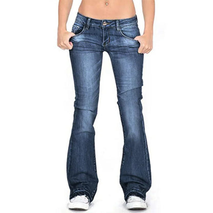 Damen Jeans Flare Low-Rise mit Vintage-Look