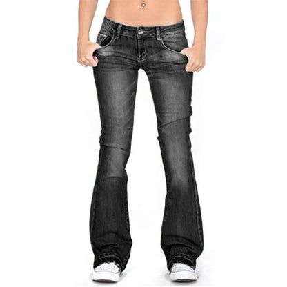 Damen Jeans Flare Low-Rise mit Vintage-Look