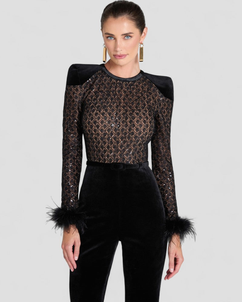 Statement Glamour Samt-Pailletten-Jumpsuit 3