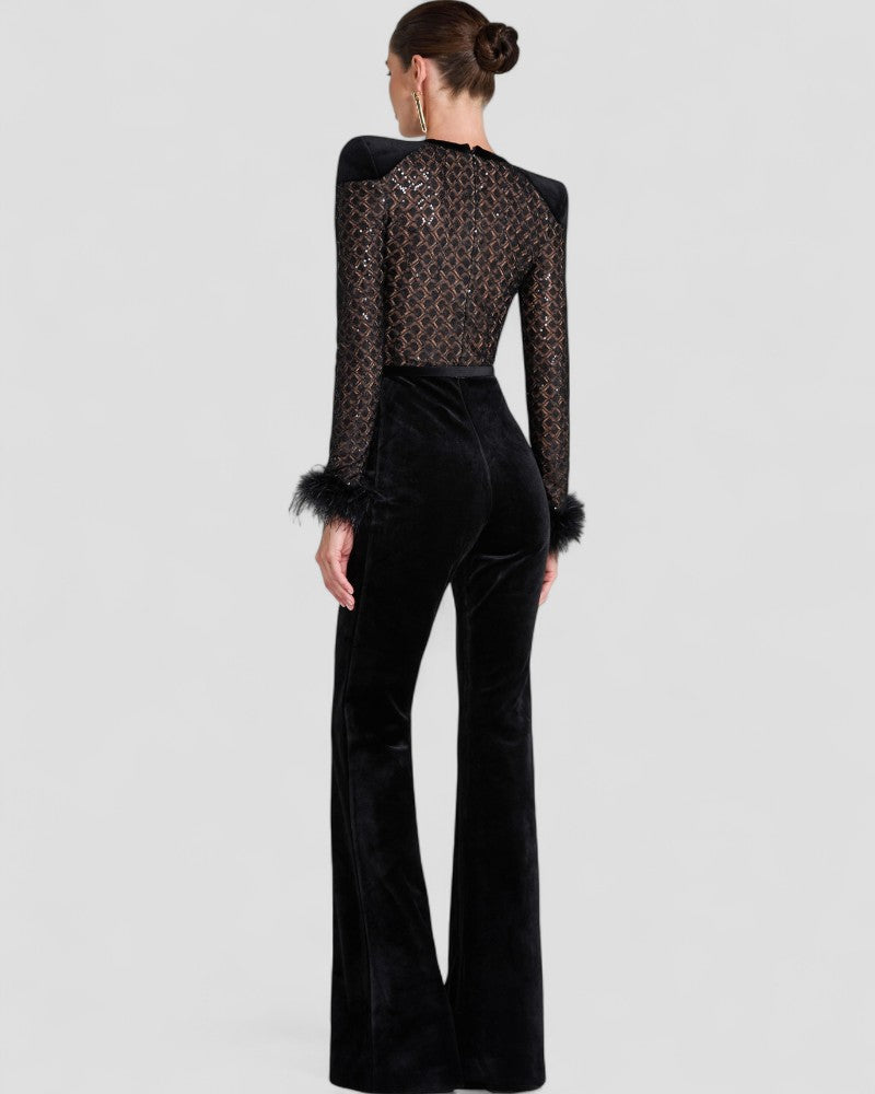 Statement Glamour Samt-Pailletten-Jumpsuit 4