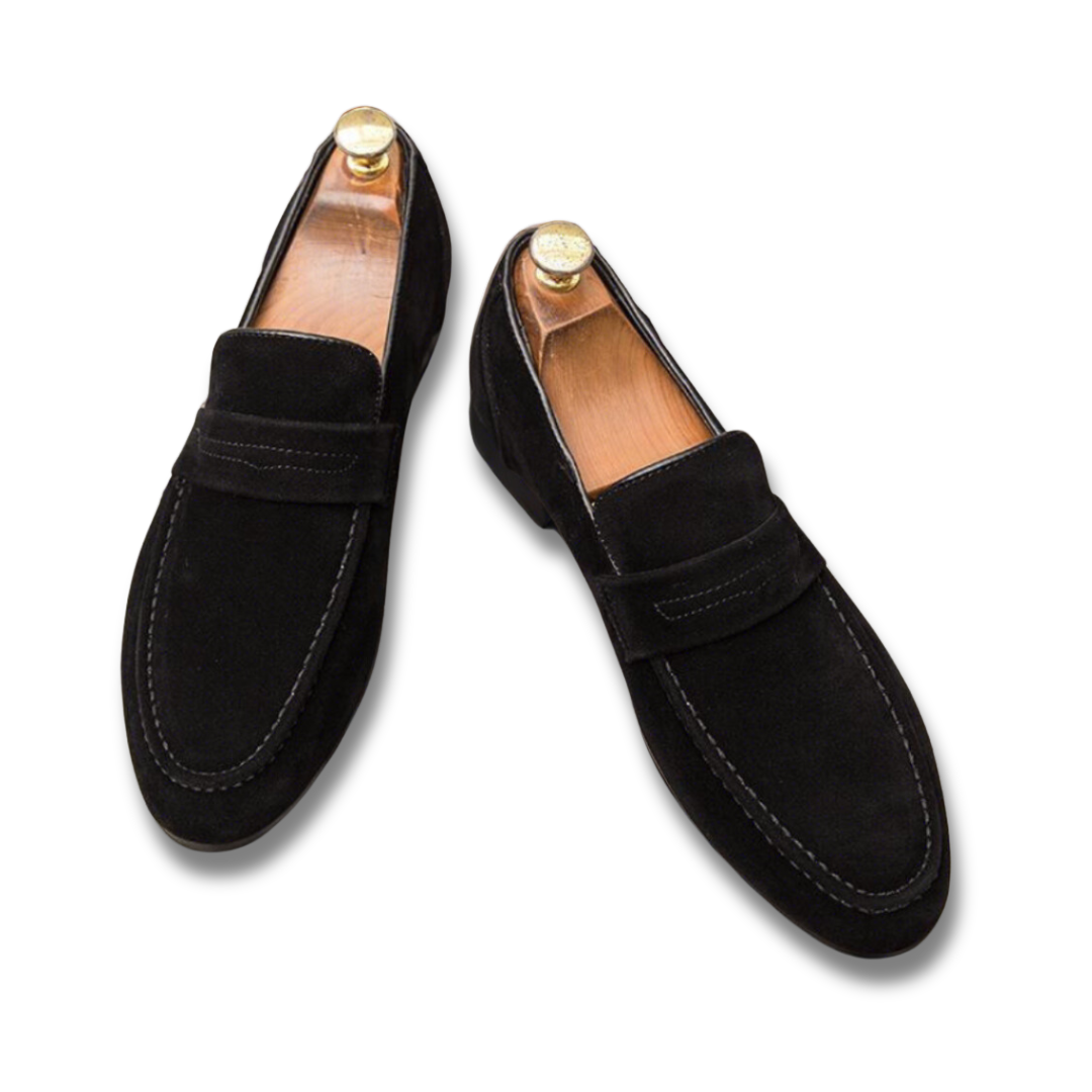 Herren Loafers Lederschnürsenkel Elegante Schwarz