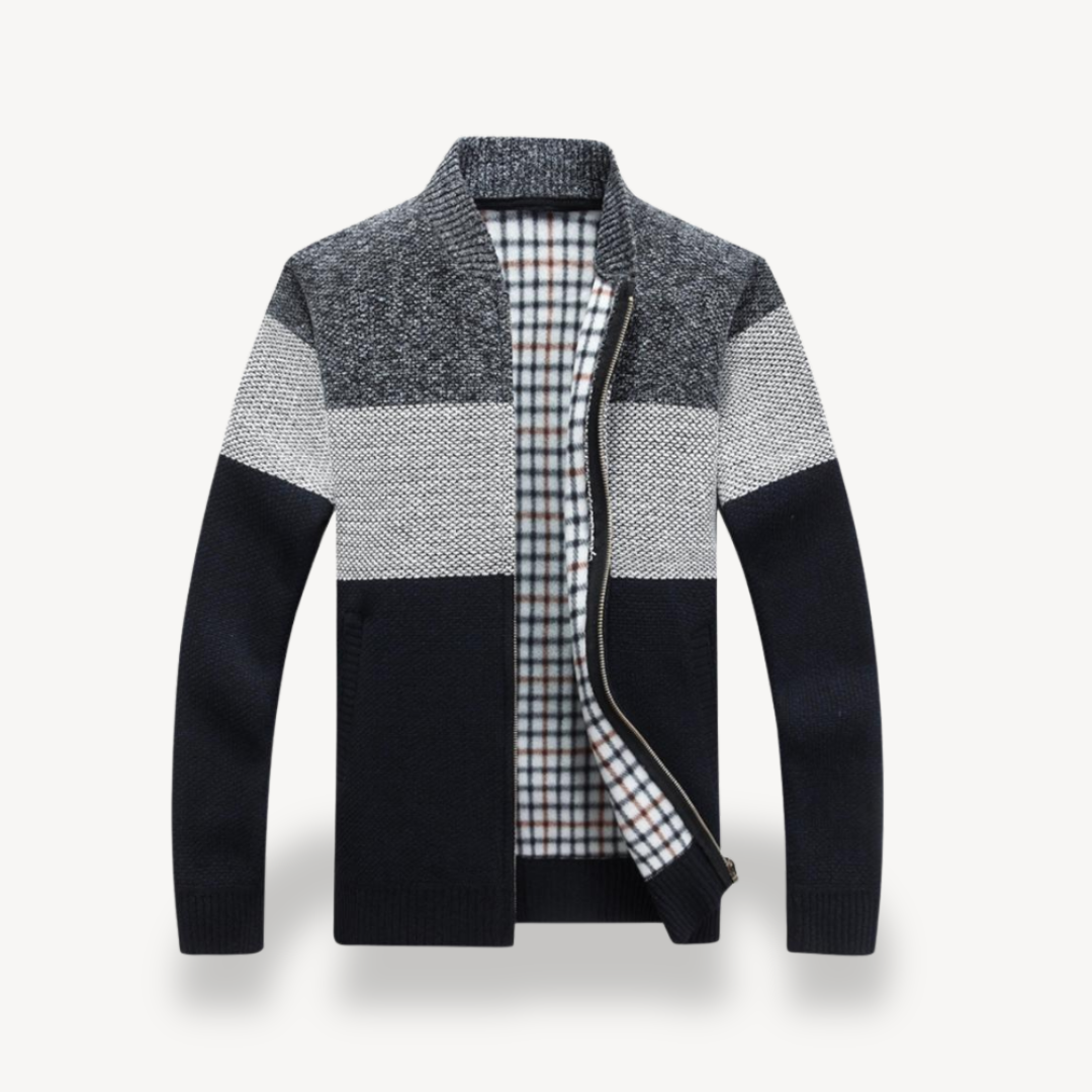 Stehkragen-Strickjacke mit Reißverschluss für Herren | Loravelle 2