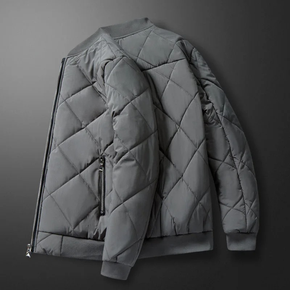 Steppjacke – Herrenjacke mit Fleecefutter für den Winter-Grau-M-Chaps Herrenmode