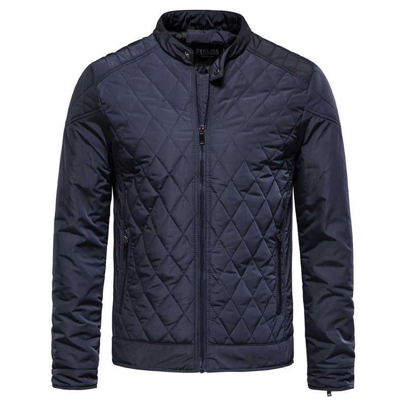Herren Steppjacke Kariert Reißverschluss Herbst - BerlinGlamour