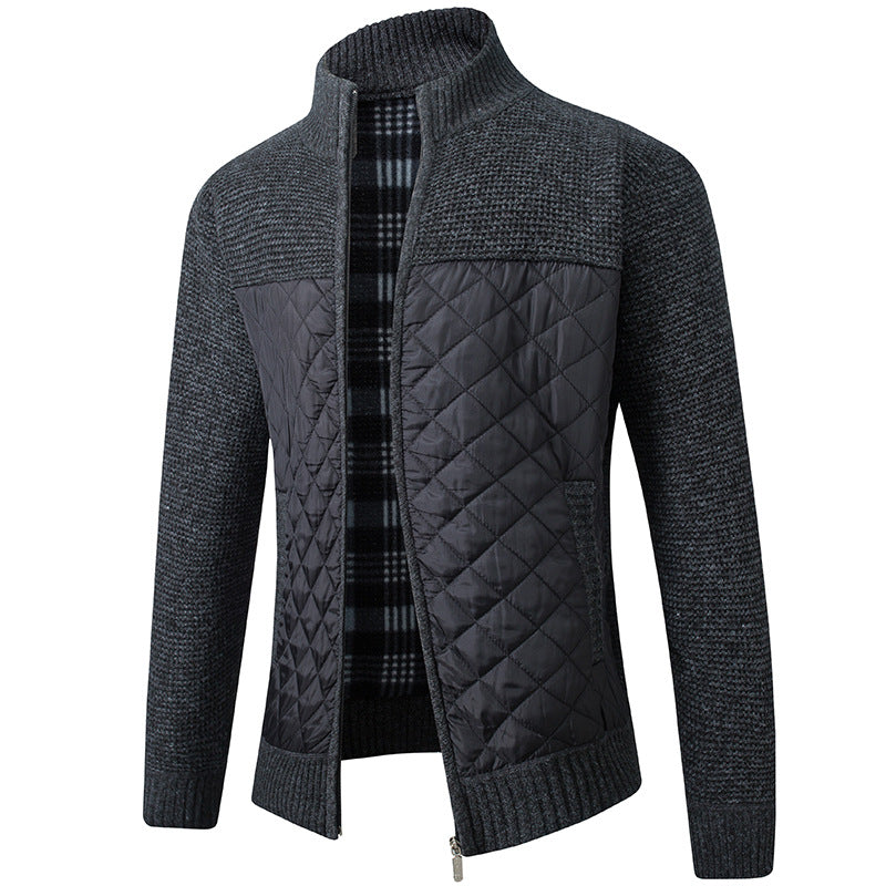 Herren Steppjacke Reißverschluss Stehkragen Warm Winter - BerlinGlamour