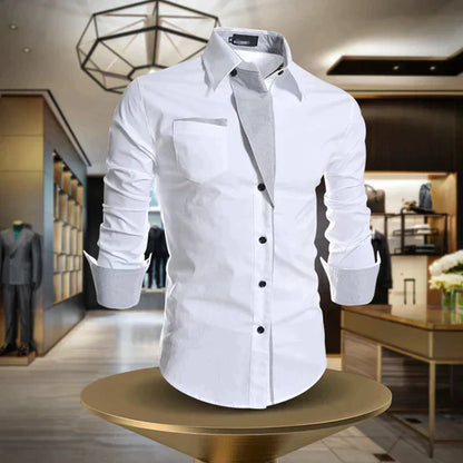 Herren Hemd Baumwolle Elegantes Weiß
