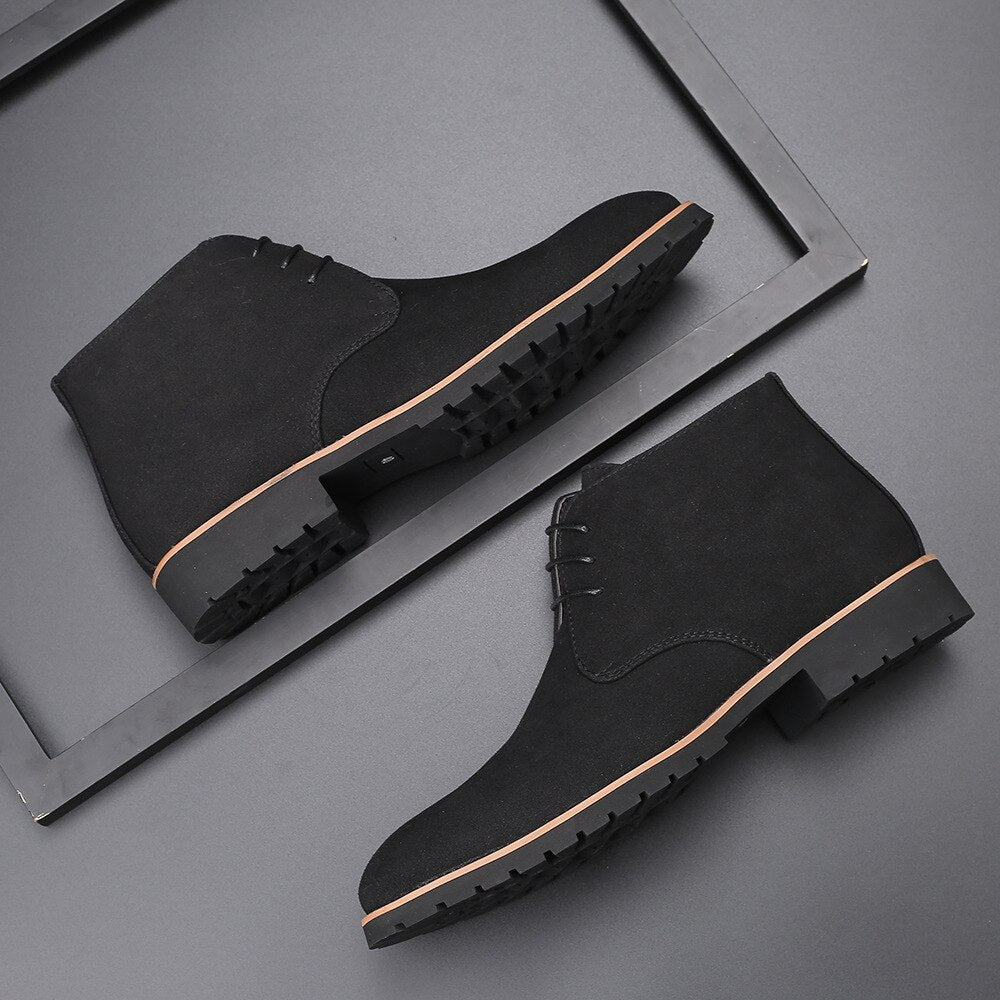 Herren Stiefeletten Schnürstiefel Wildleder Braun - BerlinGlamour