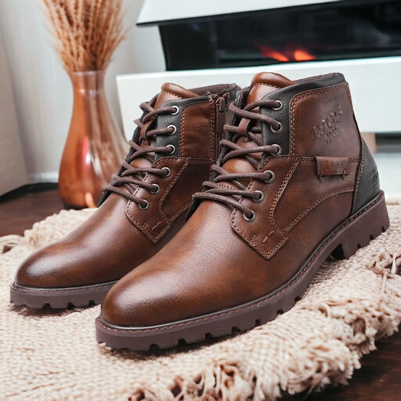 Herren Stiefeletten Schnürstiefel Schwarz Braun Lederschuhe - BerlinGlamour