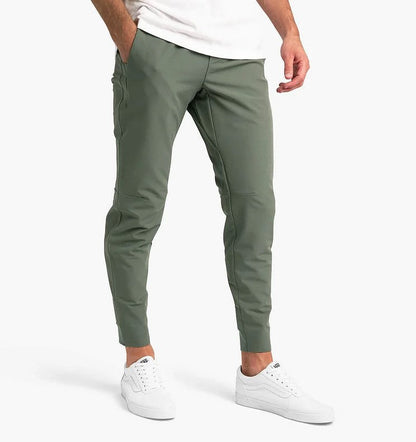 Stretch Broek - Heren Casual Elastische Taille Skinny Broek-Armeegrün-S-Chaps Herrenmode