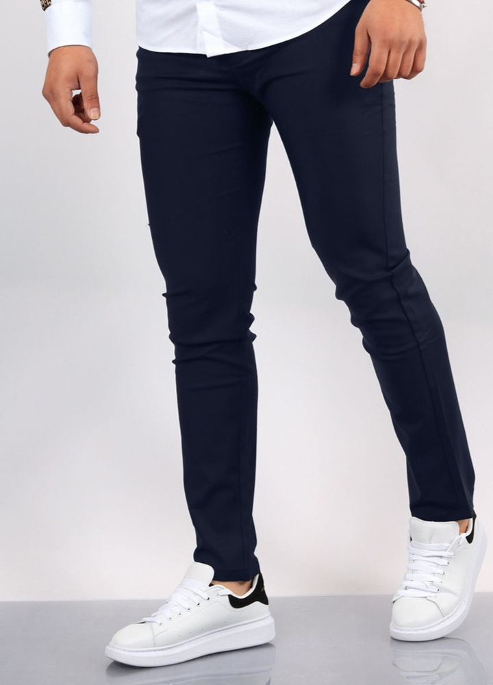 Stretchhosen - Herren Casual Slim Tactical Pants mit Taschen-Dunkelblau-M-Chaps Herrenmode