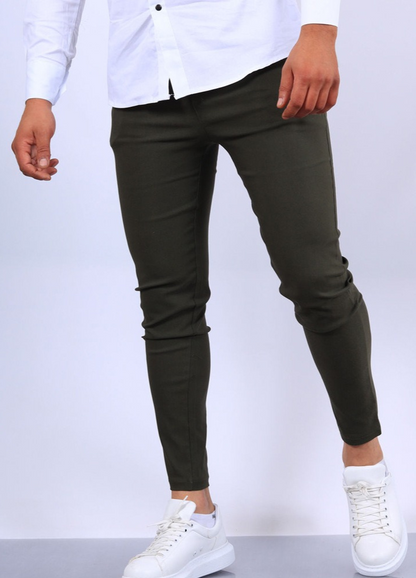 Stretchhosen - Herren Casual Slim Tactical Pants mit Taschen-Grün-M-Chaps Herrenmode