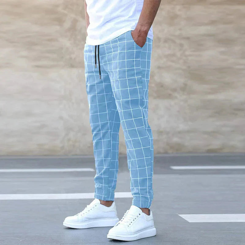 Elastische Herren Joggerhosen Karo Stretch - BerlinGlamour