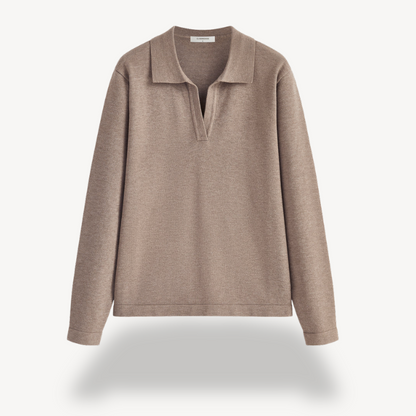 Strick-Langarm-Polopullover mit V-Ausschnitt für Damen | Loravelle 3