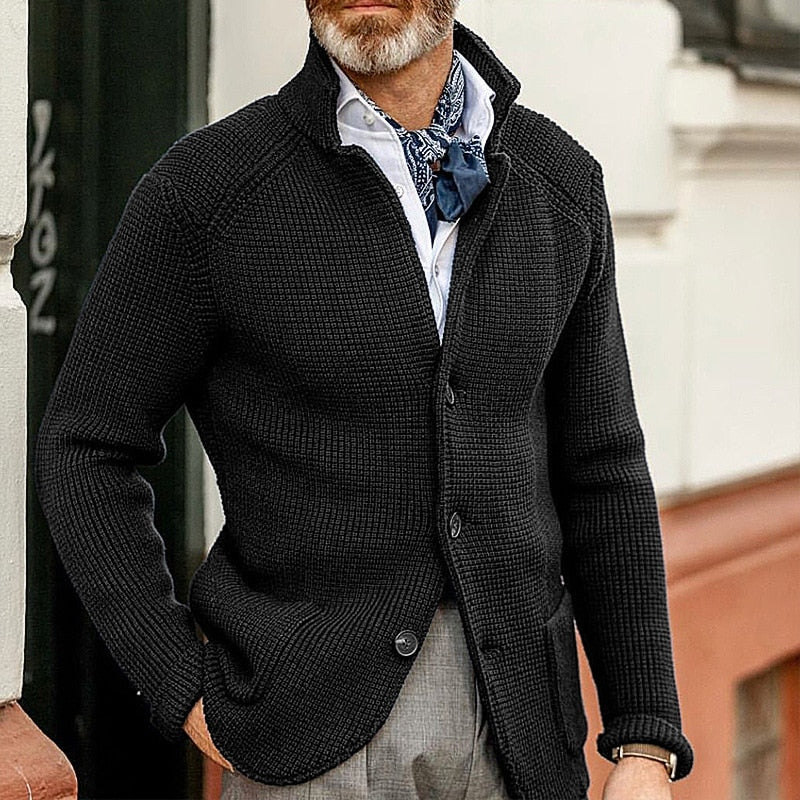 Herren Strickjacke Langarm Button Up Warm - BerlinGlamour