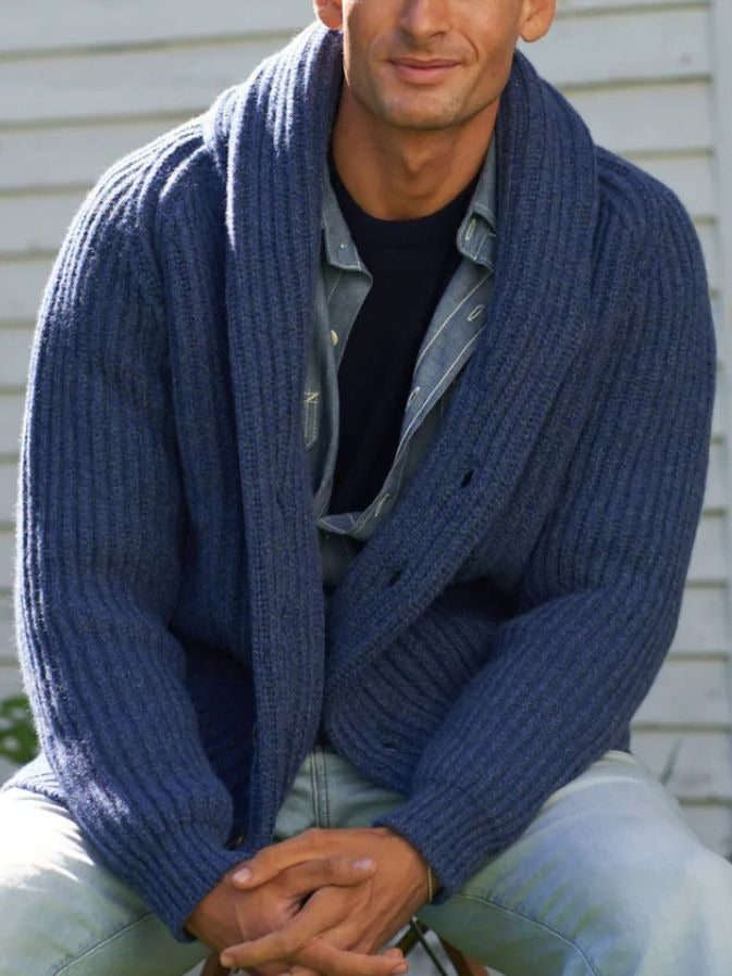 Herren Strickjacke Grob Gestrickt Mit Knöpfen Dick - BerlinGlamour