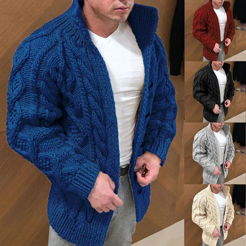Strickjacke | Knopfleiste | Zopfmuster | Grobstrickjacke | Herrenstrickjacke-Chaps Herrenmode