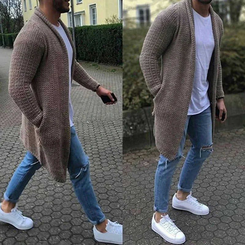 Lange Strickjacke Herren Offen Vorne Lässig - BerlinGlamour