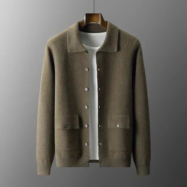 Herren Strickjacke Mit Kragen und Taschen - BerlinGlamour