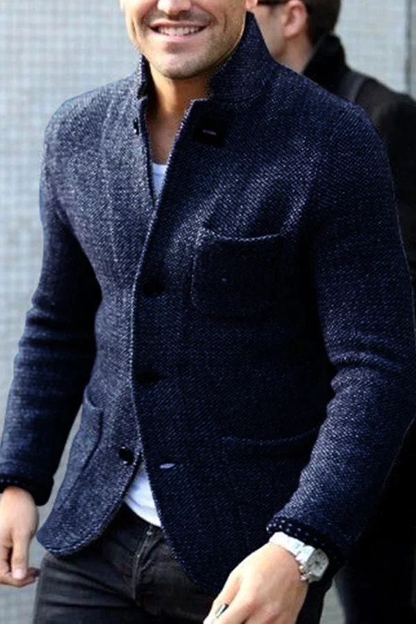 Herren Strickjacke Slim Fit Tweed Sakko - BerlinGlamour
