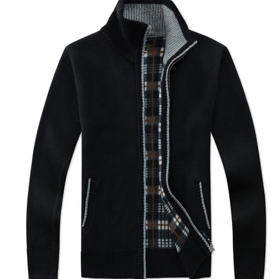 Herren Strickjacke Warm Stehkragen Reißverschluss - BerlinGlamour