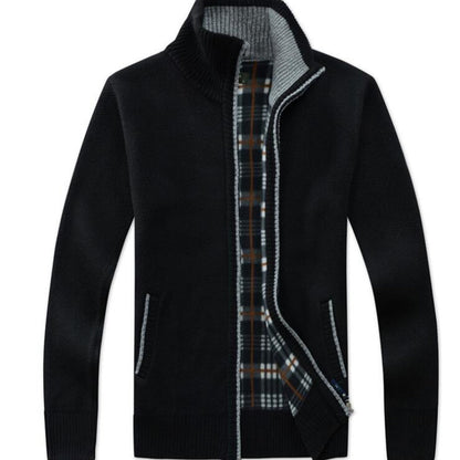 Herren Strickjacke Warm Stehkragen Reißverschluss - BerlinGlamour