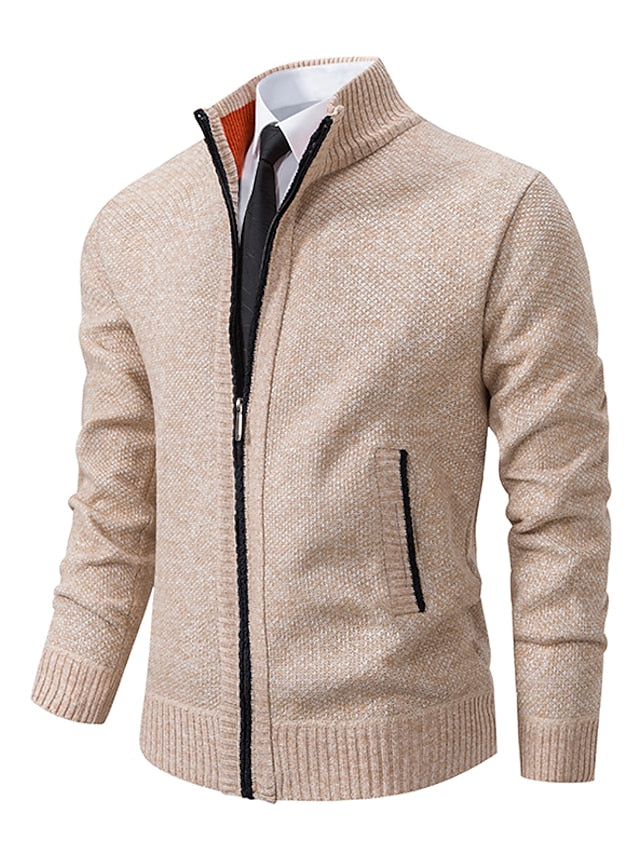 Strickjacke Herren Stehkragen Zip Up Warm - BerlinGlamour