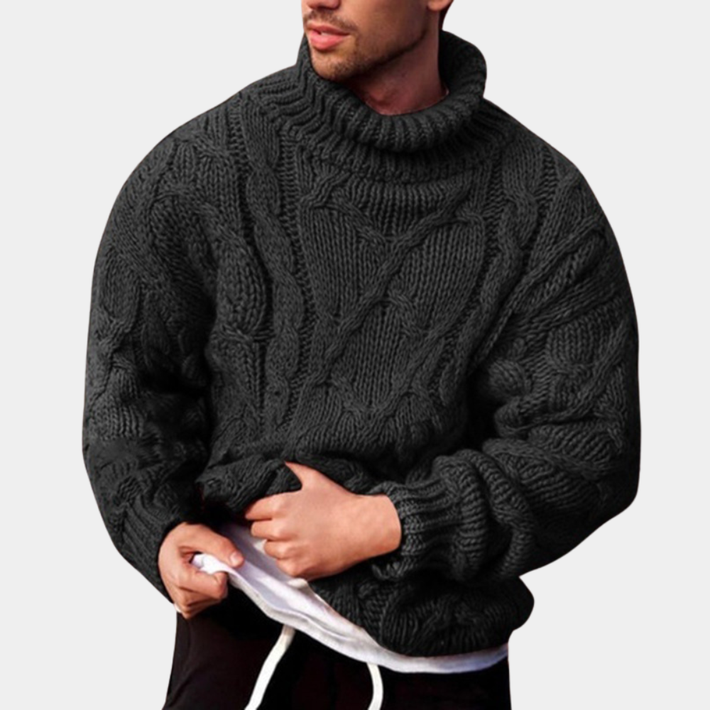 Herren Strickpullover Rollkragen Chunky Warm - BerlinGlamour