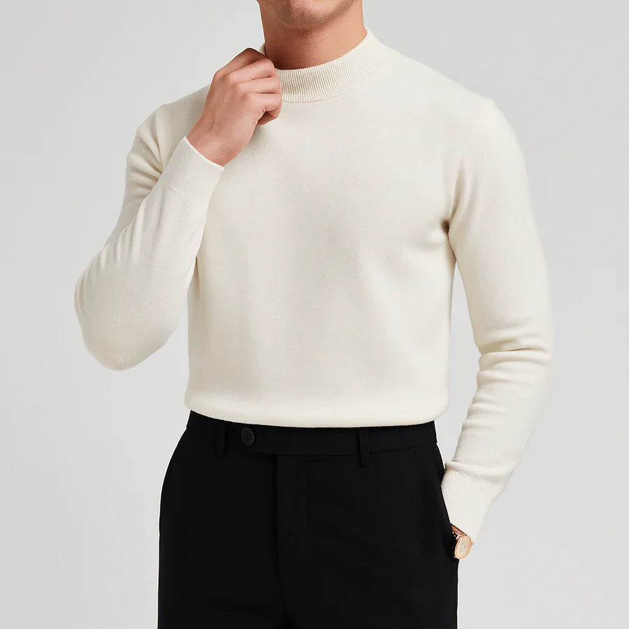Einfacher Herren Strickpullover Rundhals Feinripp - BerlinGlamour