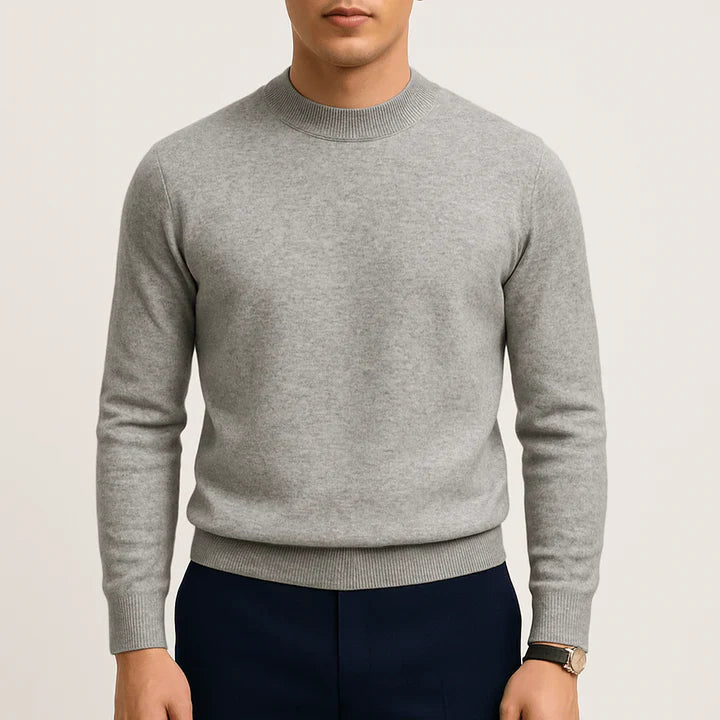 Strickpullover | Einfarbig | Rundhalsausschnitt | Feinstrickpullover | Herrenpullover-Grau-XS-Chaps Herrenmode